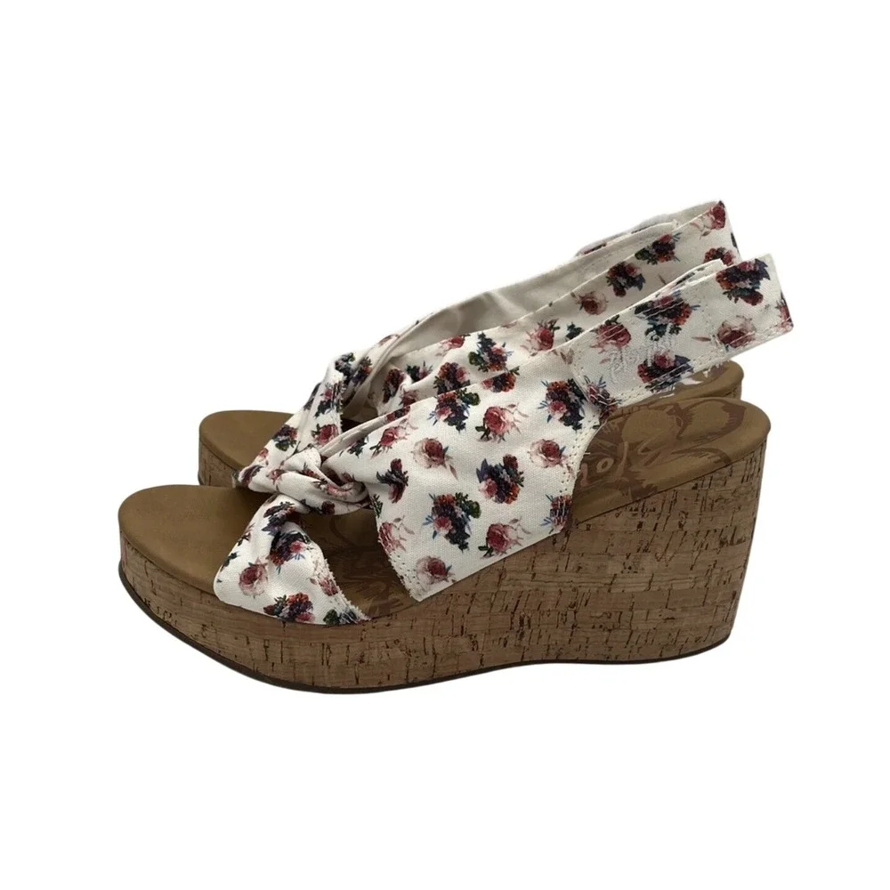 Blowfish Palmo Floral Print Cork Wedge Sandals Ankle Strap Women's Size‎ 6